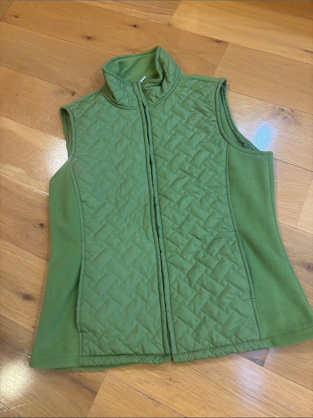 Women’s Olive Green Quilted Fleece Vest